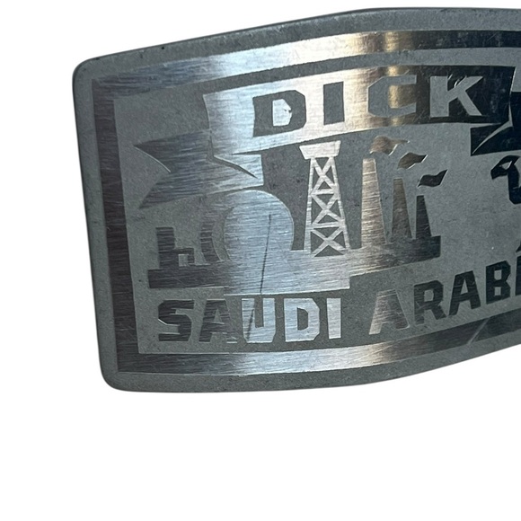 Vintage Saudi Arabia DICK Silver Belt Buckle Collectible Novelty - Picture 2 of 6